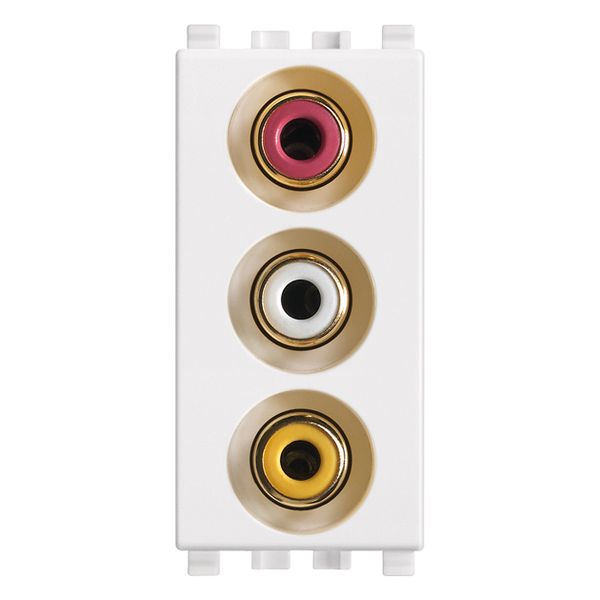 Socket with 3 RCA connector white image 1