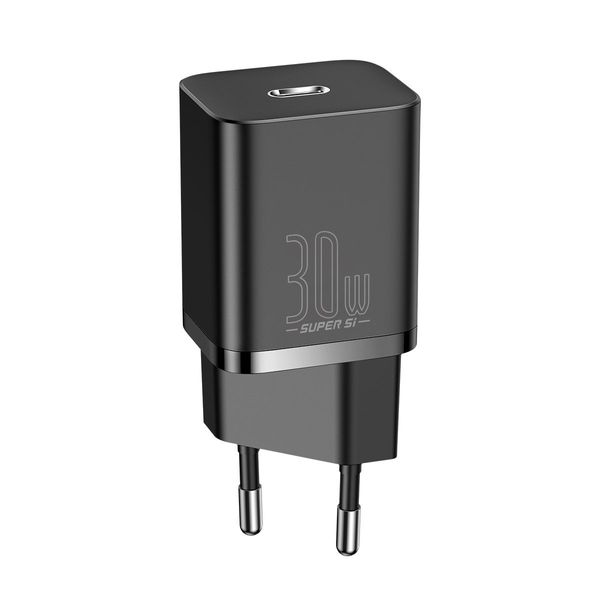 Wall Quick Charger Super Si 30W USB-C QC3.0 PD, Black image 2