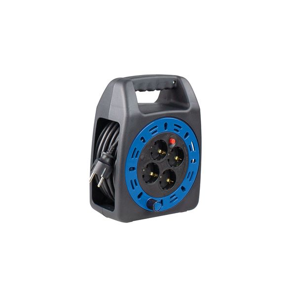 Compact reel KBS 404T blue 25 m H05VV-F 3G1, 5 4 built-in sockets 230V / 16A with thermal switch 230V / 16A / max. 3000W - Indoor IP20 - image 1