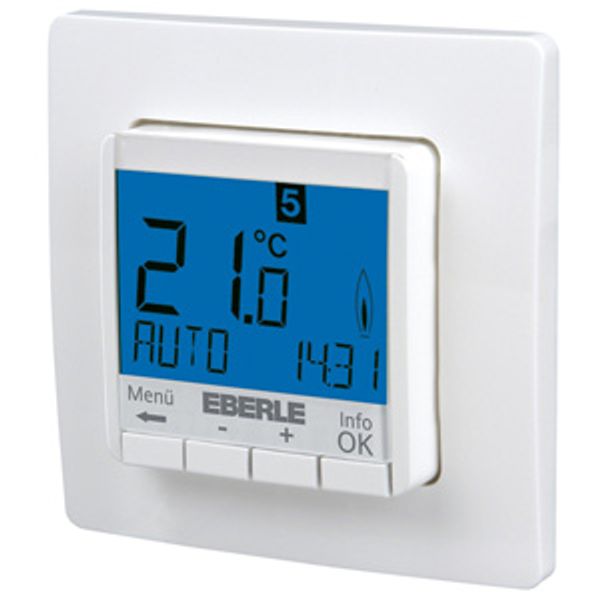 Clock thermostat as room controller, AC 230V, 1 changeover contact, heating 5(2) A, cooling 1(1) A, blue backlighting image 2