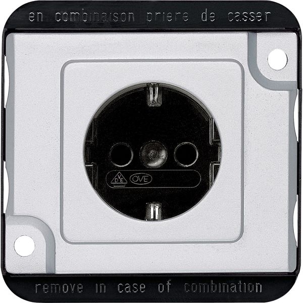 SCHUKO socket-outlet insert w.shutter, screw term., alum., Anti-vandalism image 1