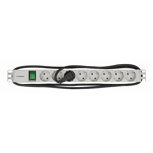 19" PDU, 8xSchuko with On/Off-Switch, Profile ALU 1U image 1