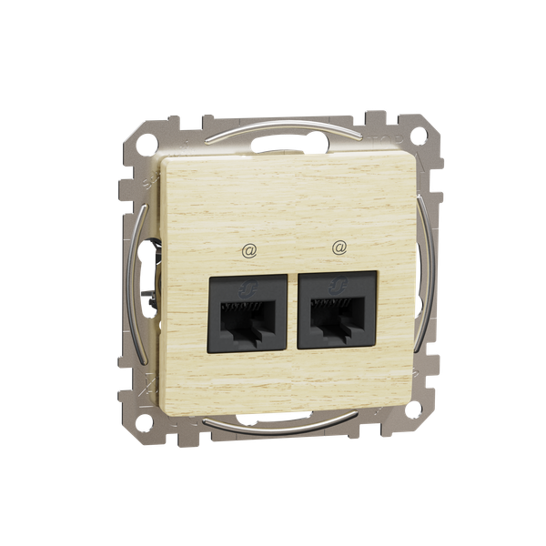 Double DATA Outlet CAT 6A UTP, Sedna Design & Elements, RJ45, Wood brich image 5