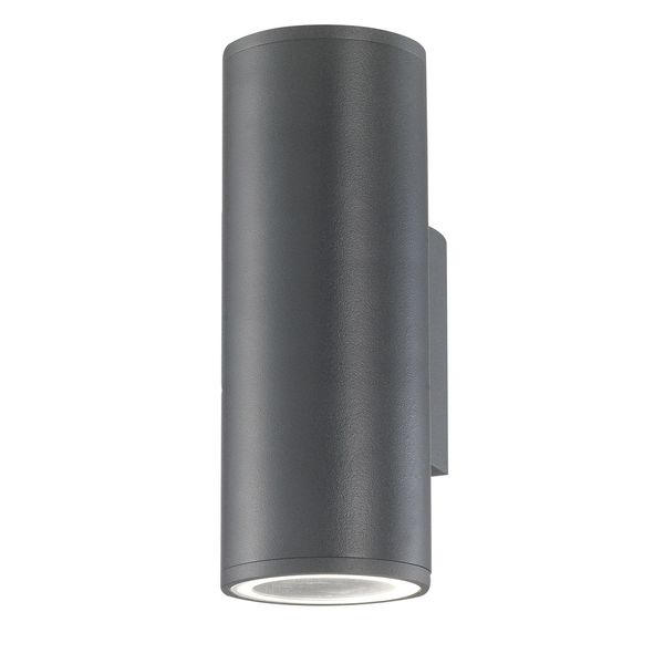 Dark Gray Aluminium Glass Diffuser LED GU10 2x7 Watt 220-240 Volt IP54 Bulb Excluded Light Up & Down D: 6.5 W: 10.4 H: 18 cm image 1