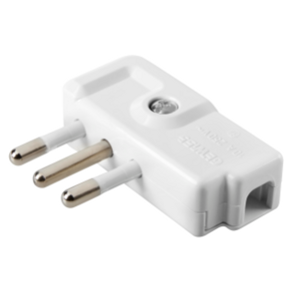 PORTABLE PLUG - 90° - ITALIAN STANDARD - 2P+E 10A 250V ac - TYPE SPA11 - WHITE image 1