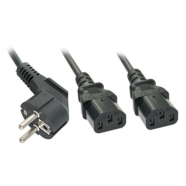 2m Schuko to 2x C13 Mains Cable Schuko Plug to 2x IEC C13 Connector image 1