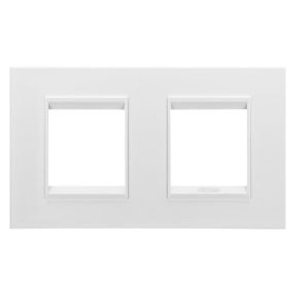 LUX INTERNATIONAL PLATE - IN METAL - 2+2 MODULES HORIZONTAL - MONOCHROME SATIN WHITE - CHORUSMART image 1