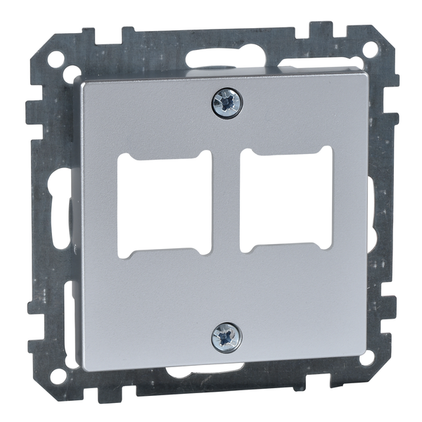 Central plate for RJ 11/RJ 45 insert, 2-gang, aluminium, System M image 4