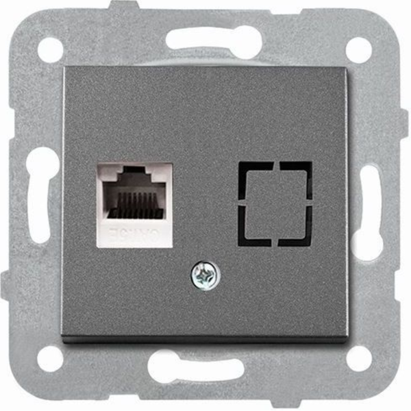 Novella-Trenda Dark Grey One Gang Data Socket (CAT6) image 1