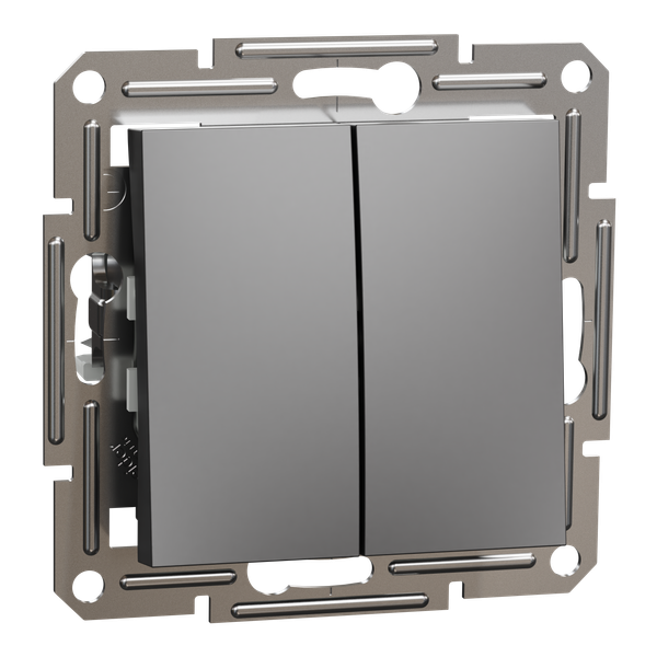 Asfora - 1pole 2circuits switch, screwless terminals, wo frame, anthracite image 4