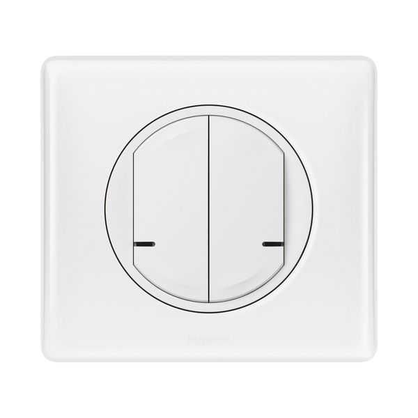CONNECTED LIGHT SWITCH WITH NEUTRAL 2-GANG 2X250W CELIANE WHITE image 1