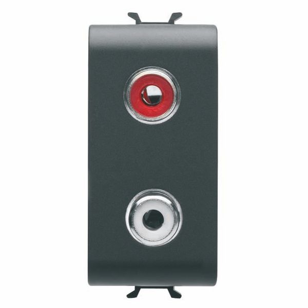 AUDIO AND VIDEO SOCKET -  DOUBLE RCA - 1 MODULE - SATIN BLACK - CHORUSMART image 2