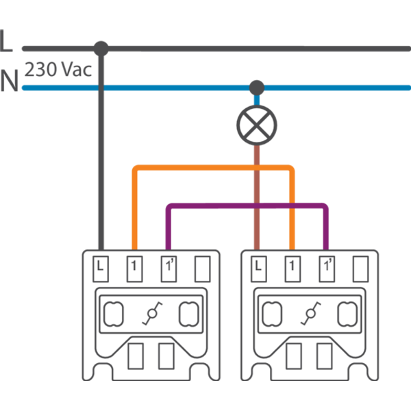 Splashproof two-way switch 16 AX/250 Vac with screw terminals, white image 2