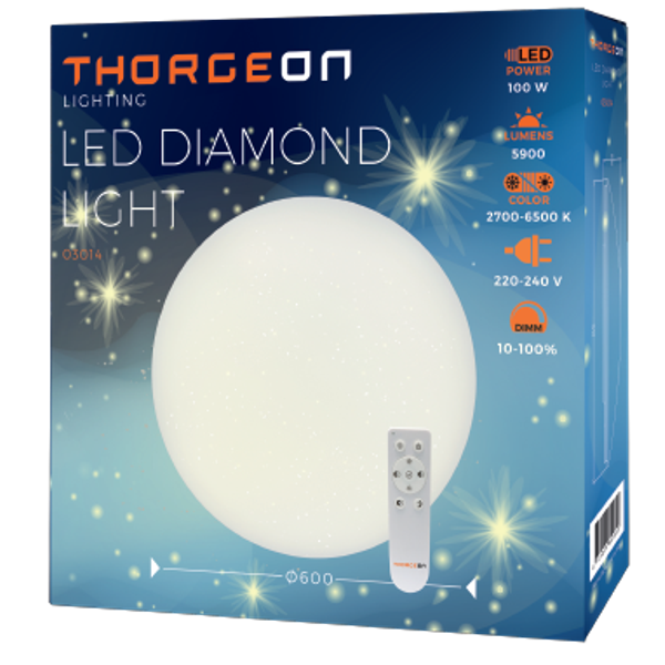 LED Ceiling Light 100W 5900Lm 2700-6500K IP20 RA80 Size D600*H105mm THORGEON image 2