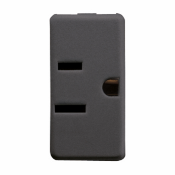 USA STANDARD SOCKET-OUTLET 250/125V ac - 2P+E 15A 125V - FLAT PARALLEL HORIZONTAL PLUG - 1 MODULE - SYSTEM BLACK image 1