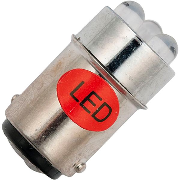 Ba15d 3x Single LED T16x35 12V 18mA AC/DC Red 20Khrs image 1