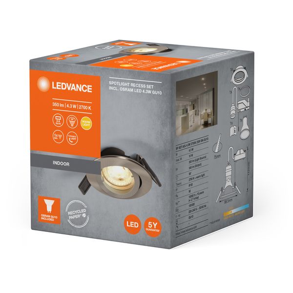 LED SPOT RECESS TWISTLOCK GU10 Incl. Osram LED 4.3W GU10 Brushed Nicke image 10