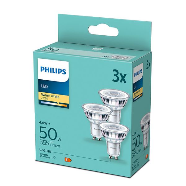 LED Bulbs Set (3x1) GU10 4.6W 2700K 36D 355lm image 1