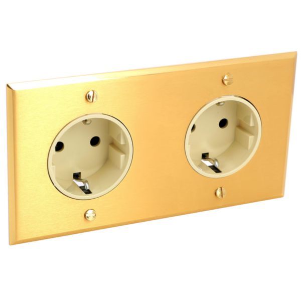 Art d'Arnould univers Memory double standard Schuko horizontal power socket 2P+E 16A 250V - Brushed Gold image 1