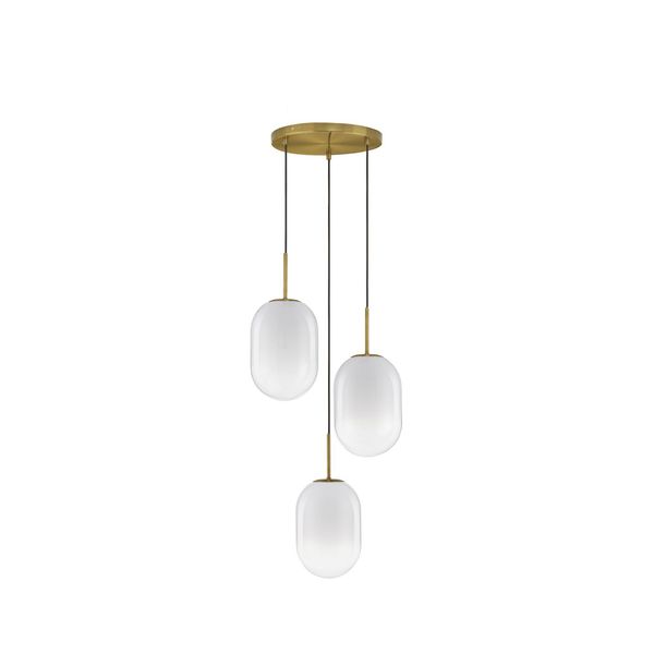 Brass Gold Metal  & Gradient White Glass  LED E14 3x5 Watt 230 Volt  IP20 Bulb Excluded  D: 43 H: 120 cm Adjustable Height image 1