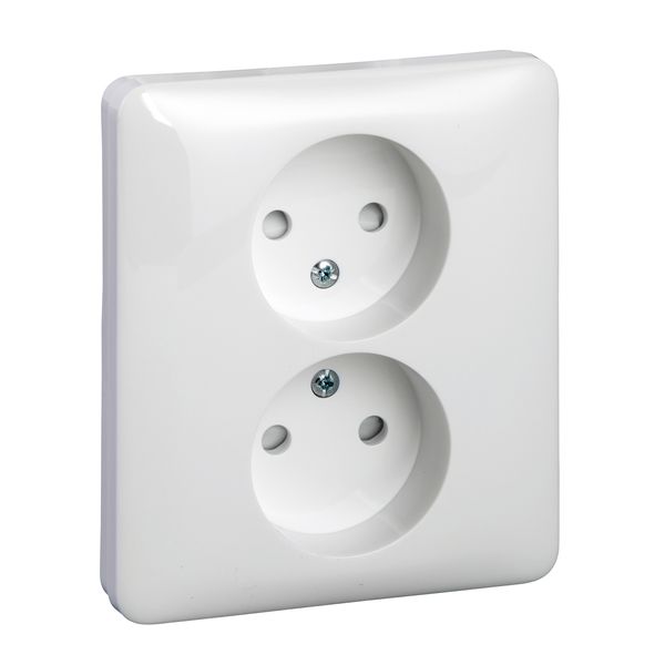 Exxact double socket-outlet unearthed screw white image 3