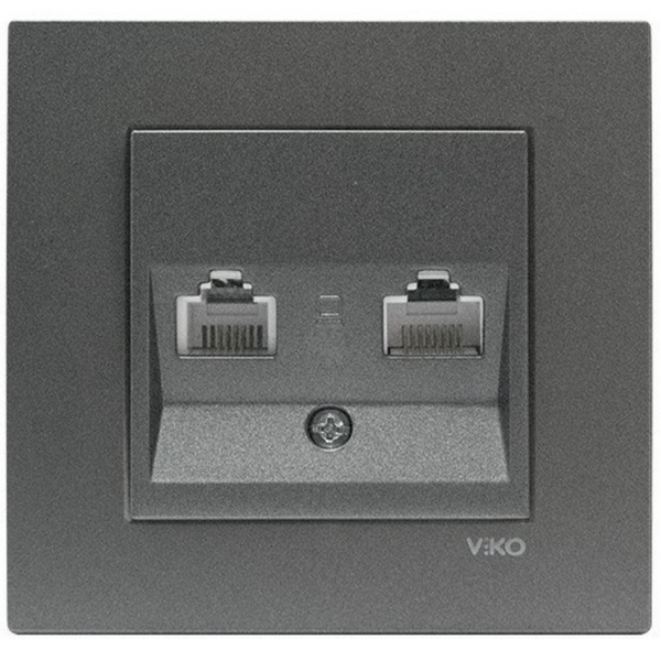 Novella Dark Grey Two Gang Data Socket (2xCAT5) image 1