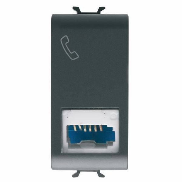 BRITISH STANDARD TELEPHONE SOCKET - 6 CONTACTS - SCREW-ON TERMINALS - 1 MODULE - SATIN BLACK - CHORUSMART image 2