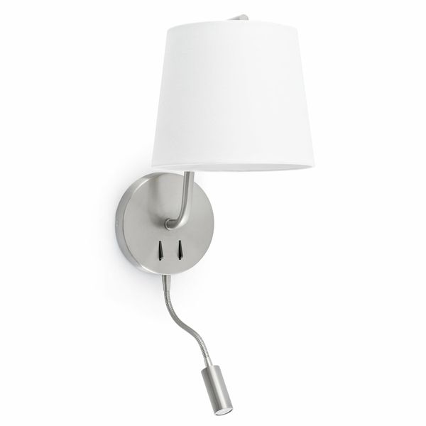 BERNI SATIN NICKEL WALL LAMP WITH LED READER 1XE27 image 1