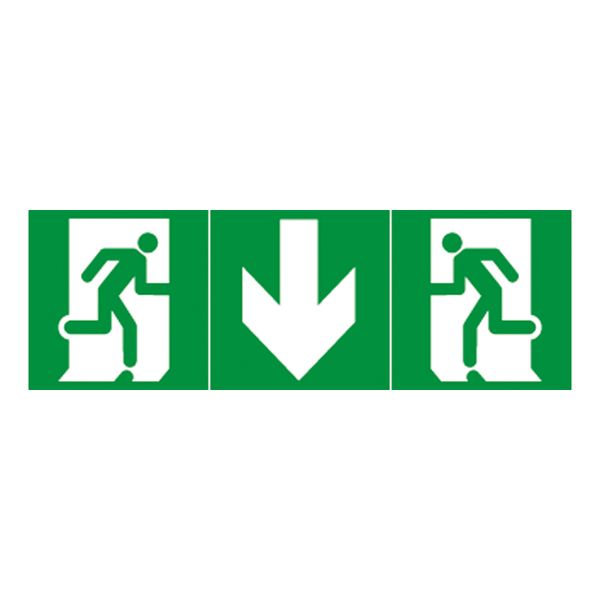 Label - for emergency lighting luminaires - exit door below - 327 x 109 mm image 1