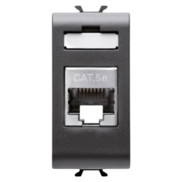 RJ45 SOCKET - CATEGORY 5e - FTP - 1 MODULE - SATIN BLACK - CHORUSMART image 1