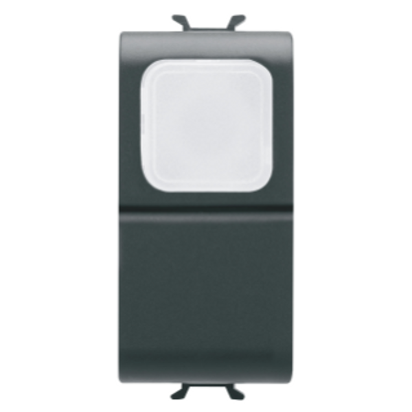 PUSH-BUTTON 1P 250V ac - NO 16A -  OPAL DIFFUSER - 1 MODULE - SATIN BLACK - CHORUSMART image 1