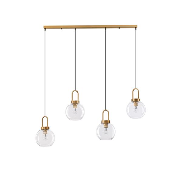 Clear Glass  Black Cord  Brass Gold Metal   LED E27 4x12 Watt 230 Volt   IP20 Bulb Excluded  16.9  L: 97.5 H1: 30.3 H2: 155 cm Adjustable Height image 1