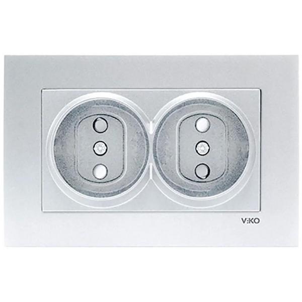 Novella Silver Two Gang Socket Child Protection image 1