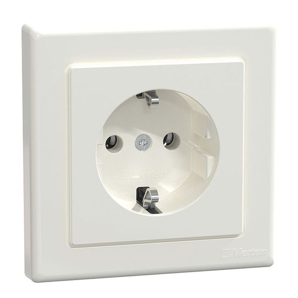 SCHUKO socket outlet with full cover plate, screw lift terminals, polar white, M-SMART image 1