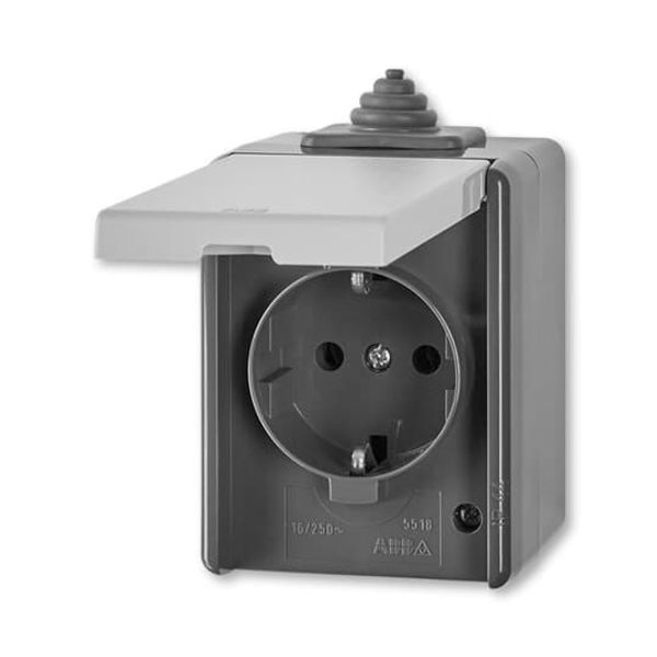 5518-3929 S Socket outlet with earthing contacts, with hinged lid image 2