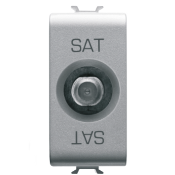 COAXIAL TV/SAT SOCKET-OUTLET, CLASS A SHIELDING - FEMALE F CONNECTOR - FEEDTHROUGH 10 dB - 1 MODULE - TITANIUM - CHORUSMART image 1