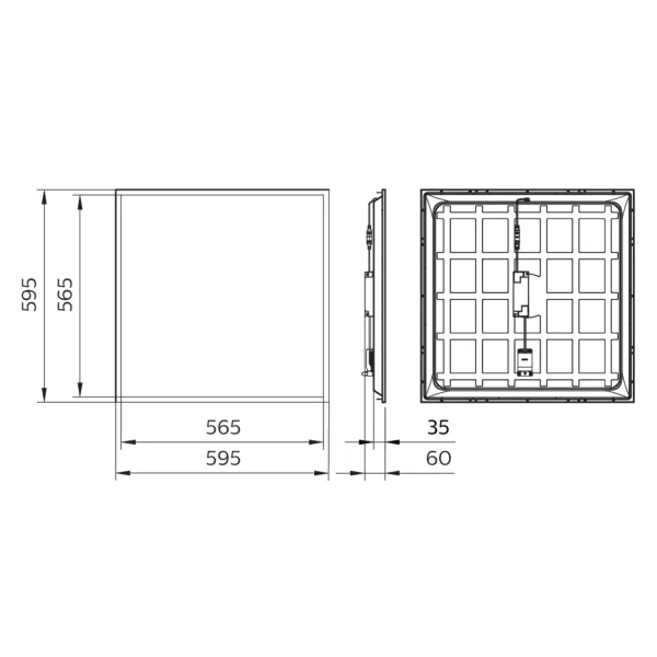 Ledinaire panel, 28 W, 600x600 mm, VPC, 3400 lm, 4000 K, UGR19 image 2