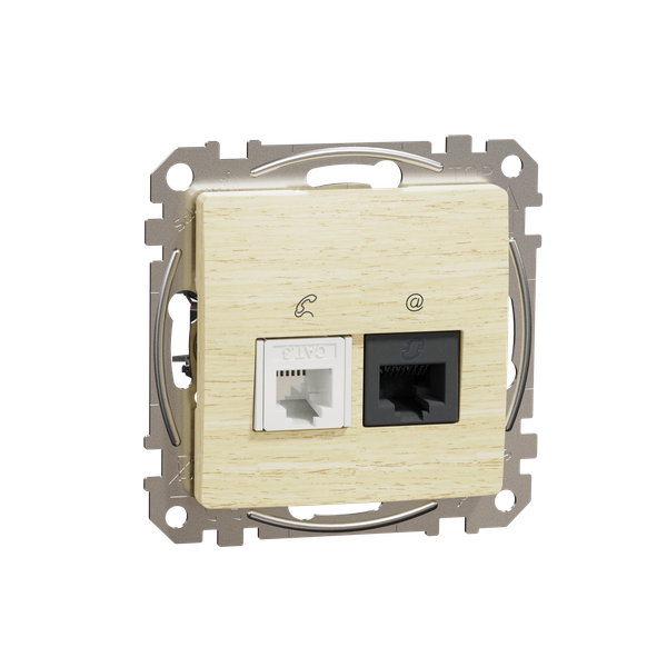 DATA CAT 6 UTP + Telephone outlet, Sedna Design & Elements, Wood birch image 5