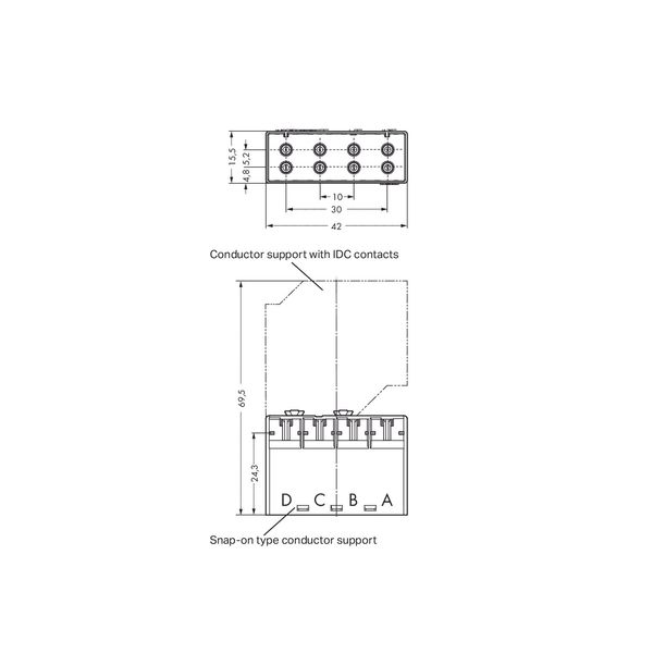 Snap-on type conductor support;4-pole;; image 3