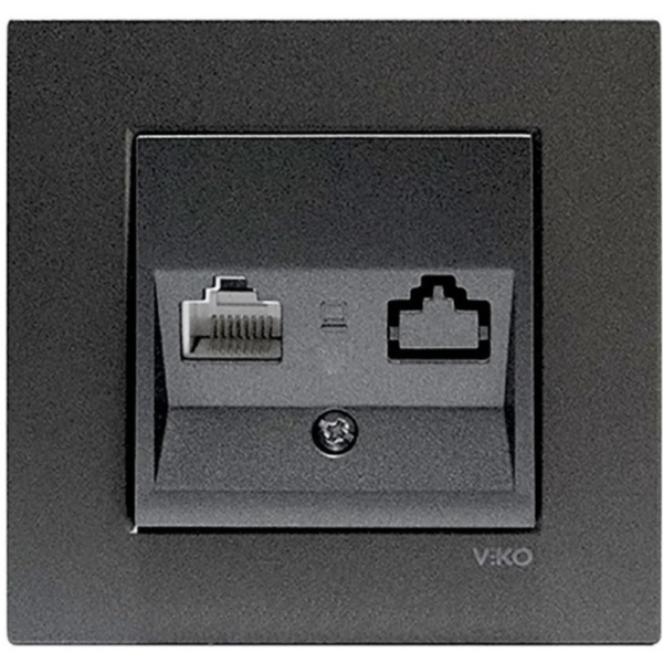 Novella Dark Grey One Gang Data Socket (CAT5) image 1