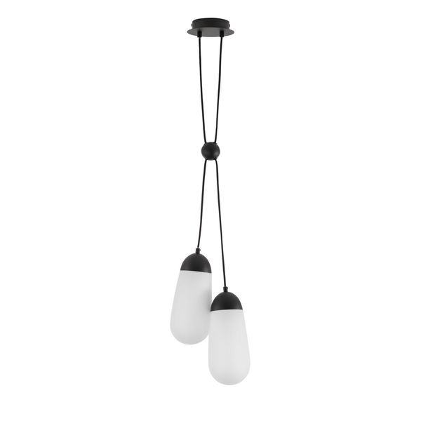 Matt Black Metal  & Opal Glass  LED E14 2x5 Watt 230 Volt  IP20 Bulb Excluded  L: 25.2 W: 13 H: 150 cm Adjustable height image 1