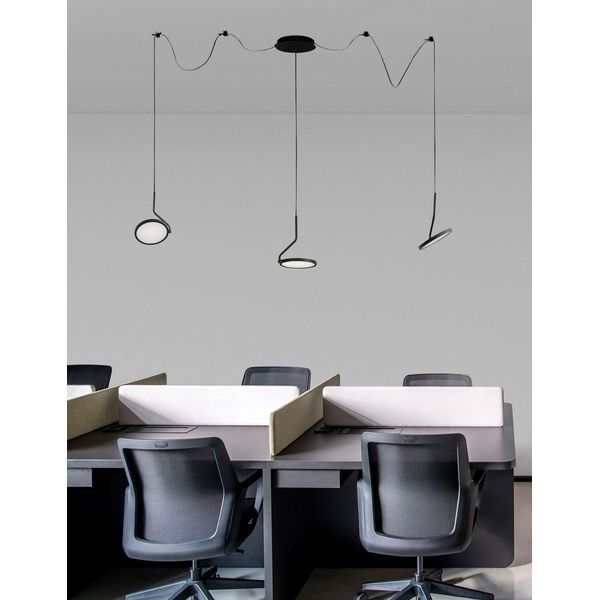 Sandy Black Aluminium  & Acrylic   LED 30 Watt 230 Volt   1500Lm 3000K IP20  Cable Length: 390 cm   L: 16 W: 16 H: 400 cm Adjustable Height, Rotating & Adjustable image 1