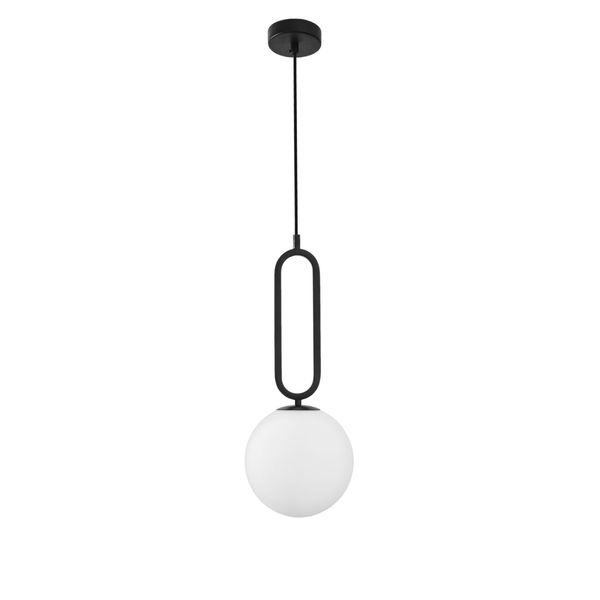 Matt Black Metal   Opal Glass  LED E27 1x12 Watt 230 Volt  IP20 Bulb Excluded  D: 20 H1: 51 H2: 120 cm Adjustable height image 1