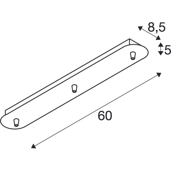 FITU triple ceiling plate, long, white image 2