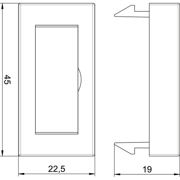 ADP-BF AL0.5 Blind lid 1/2 module with labelling panel 45x22,5mm image 2