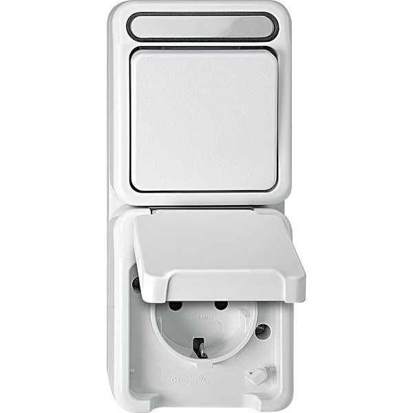 Combination SCHUKO socket with BRS/changeover switch, polar white, AQUASTAR image 1