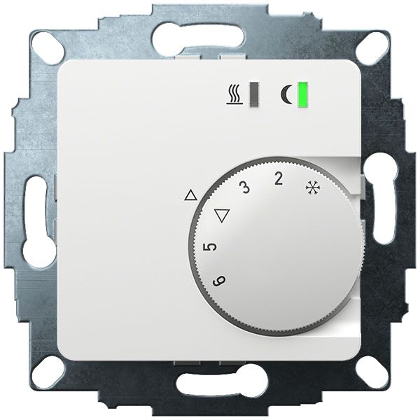 UP room controller, RAL9016 glossy 50x50, 5-30C, AC 24V, triac output, switchable 5 actuators each 3W, change-over input, TA 3.5K, LED displays image 2