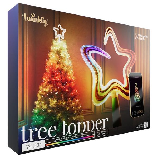 Twinkly Tree Topper - 30 LED RGB, Twinkly logo tree topper, USB Type C, 3m NO POWER SUPPLY image 1