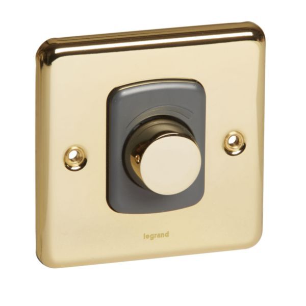 Synergy Authentic 1 Gang 2 Way 1000W Push On/Off Rotary Dimmer Gold image 1