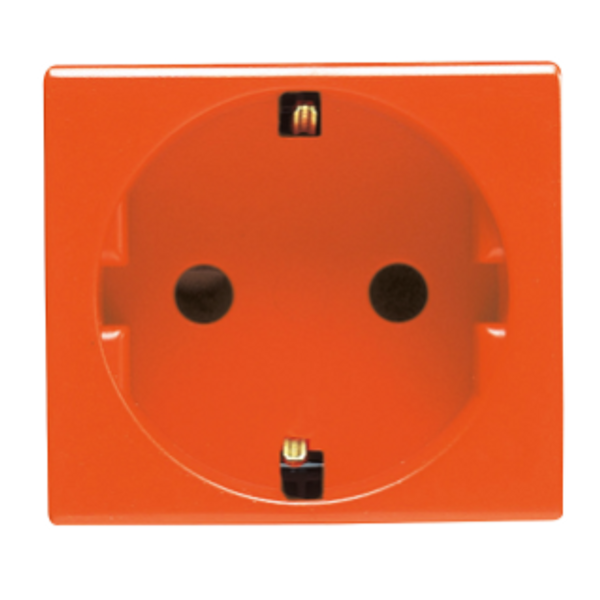 GERMAN STANDARD SOCKET-OUTLET 250V ac - FOR DEDICATED LINES - 2P+E 16A - 2 MODULES - ORANGE - SYSTEM image 1